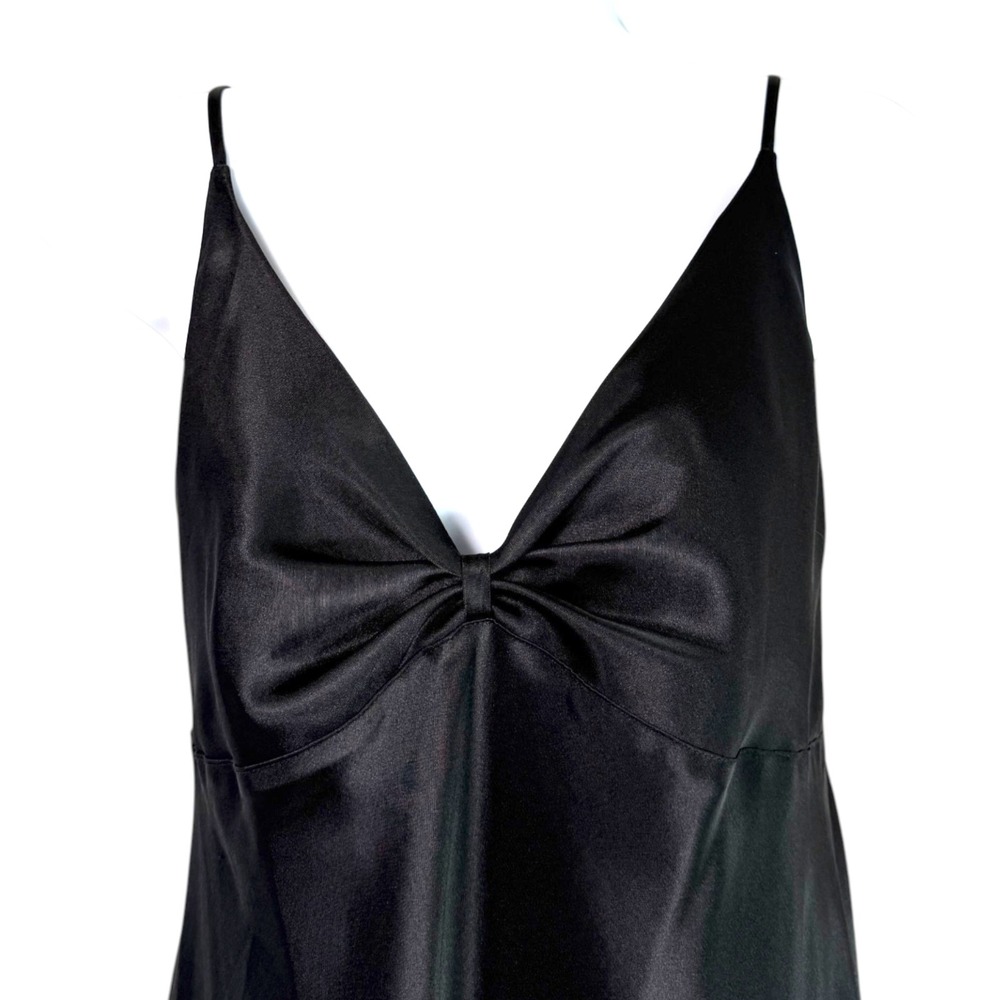 Vintage Y2K Jones New York Satin Slip Midi Dress Sz S Black Whimsigoth Coquette - Picture 3 of 8